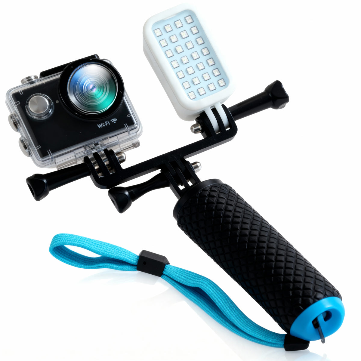Ghost hunting full spectrum camera with light attachment and grip handle, designed for paranormal investigations and capturing evidence.