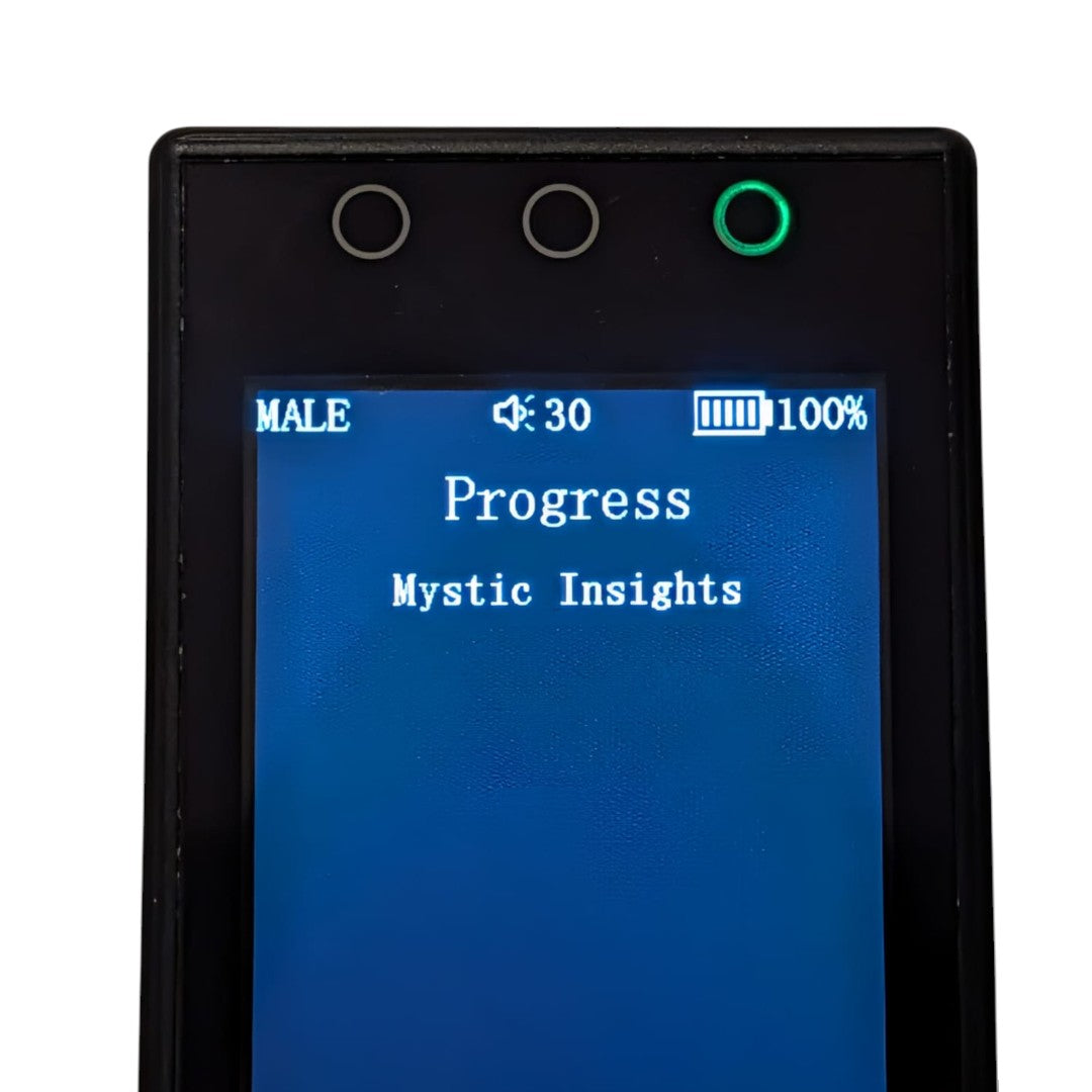 Phantom Chat Ovilus device displaying menu options for ghost hunting, featuring "Start Session," "Log," and "Voice Selection" on screen.