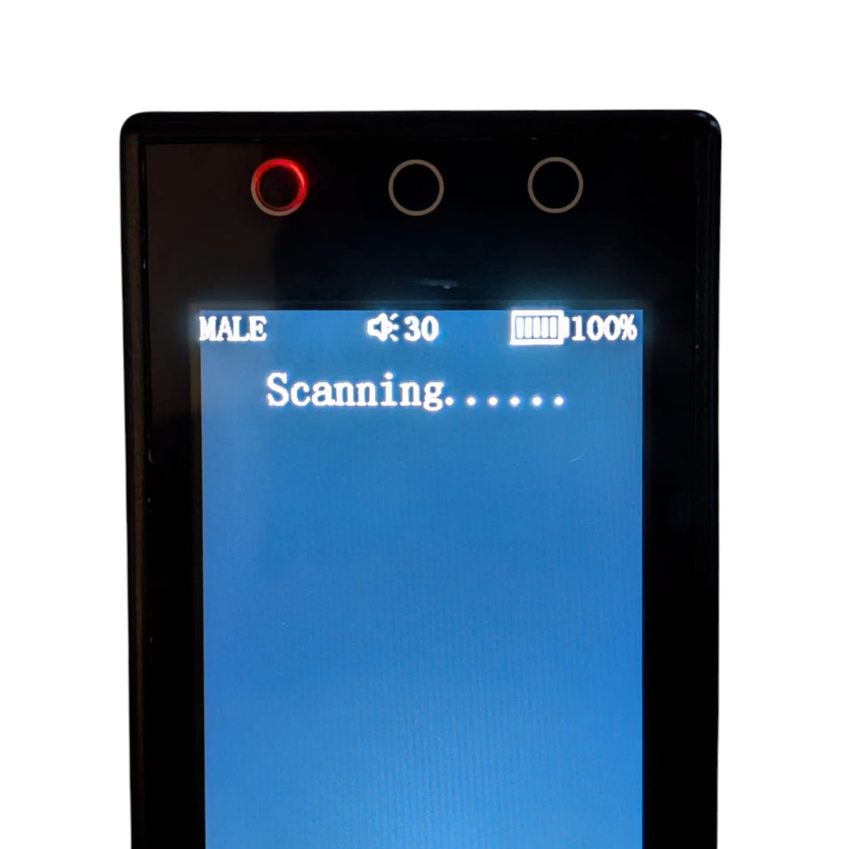 Phantom Chat Ovilus device displaying menu options for ghost hunting, featuring "Start Session," "Log," and "Voice Selection" on screen.